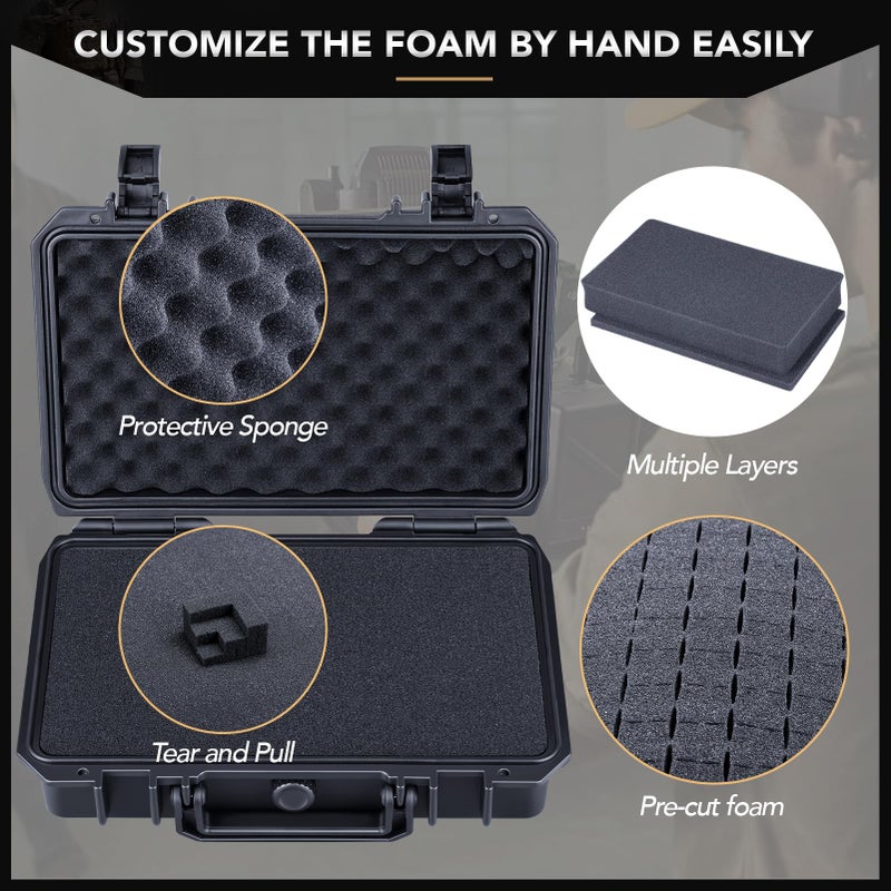 Lykus HC-2710 Waterproof Hard Case with Foam  Interior Size 10.6x6.3x3.1 inch  Suitable for pistol small electronics and more - Image 2
